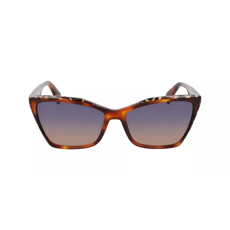 Moteriški LIU JO akiniai nuo saulės LJ796S-245 – Havana acetato drugelio formos rėmelis su rudais gradientiniais lęšiais, 58/15/135 mm