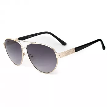Guess GF0414-6032B Unisex Square Akiniai, Blizgantis Juodas Rėmelis, Rudi Gradientiniai Stiklai, 60/12/140 mm