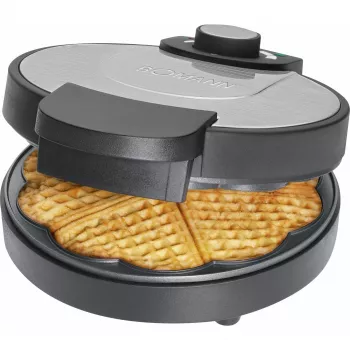 Bomann WA 1365 CB Waffle Maker 1000 W Heart-Shaped Non-Stick Black/Stainless Steel