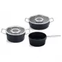 Fissler Adamant puodų komplektas, 3 dalys: 20 cm puodas, 24 cm troškintuvas ir 18 cm kaušelis, su stikliniais dangčiais (156-115-03-000/0)