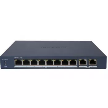 Hikvision DS-3E1510P-EI/M(B) LinkVu 10-Port Layer 2 Managed PoE Switch su 8 PoE prievadais ir 2 SFP jungtimis