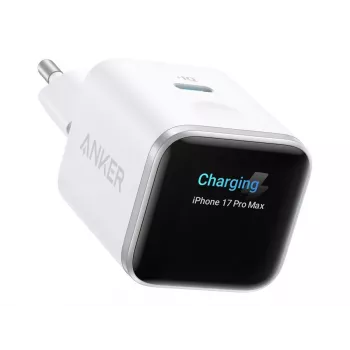 Anker Nano Charger 45W GaN USB-C ActiveShield 5.0 Touch Sensor iPhone Detection SmartDisplay White