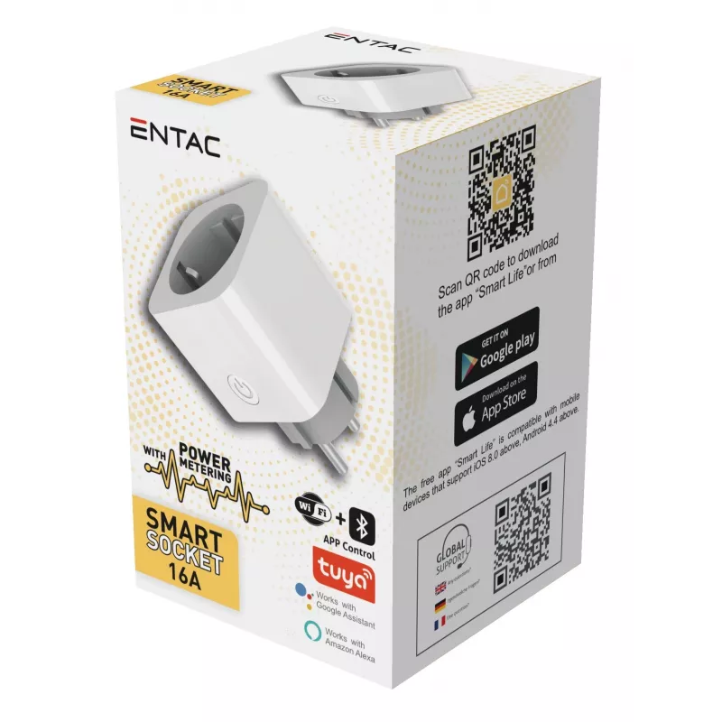 ENTAC WiFi Smart Plug su energijos stebėjimu baltas