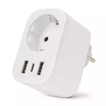 ENTAC Smart WiFi Plug 1x Schuko su 2x USB-A ir 1x USB-C, Baltas