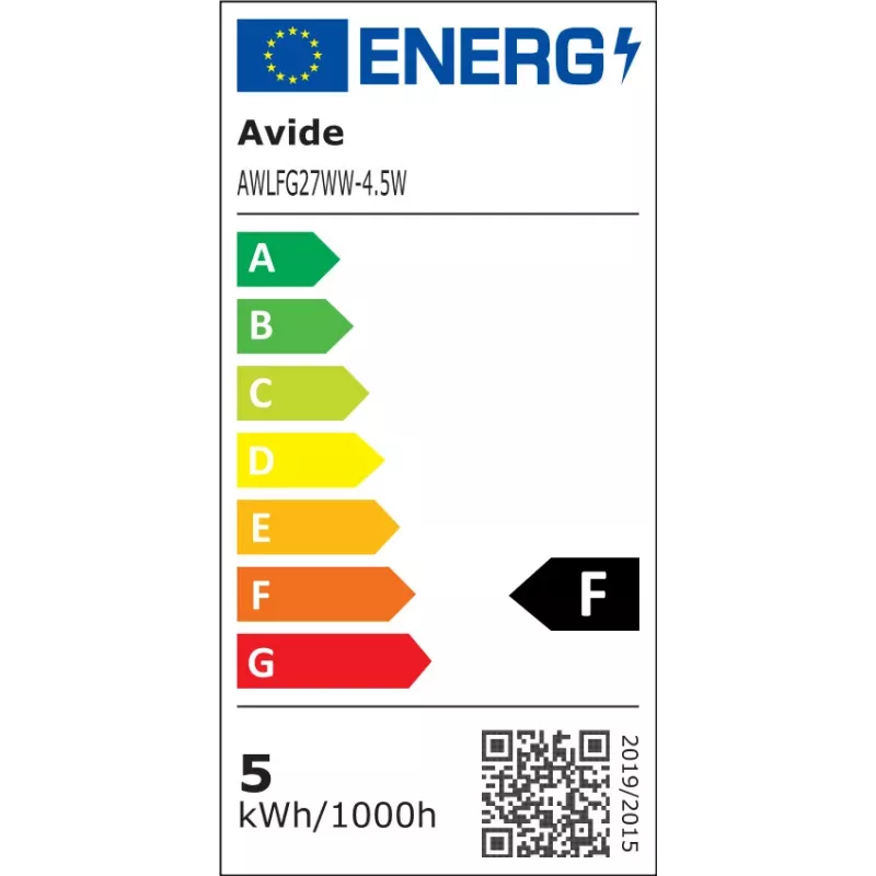 Avide LED kaitrinė lemputė rutulys 4,5W E27 šilta balta 2700K