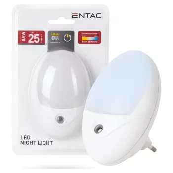 ENTAC Night Light 0.5W Oval Cool White White Dusk-to-Dawn Sensor