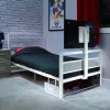 XROCKER Gaming Single Bed 90x190cm su TV laikikliu Metal Baltas