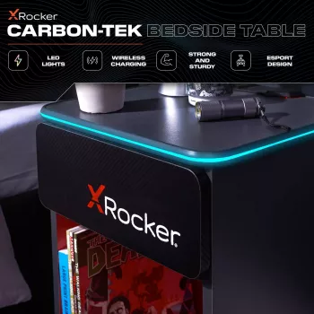 X Rocker Gaming Nightstand su RGB LED apšvietimu, pilka/raudona