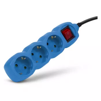 ENTAC Power Strip 3-Way 1.5m Switch Blue