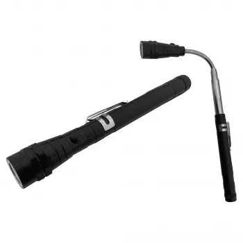 ENTAC EFL-1W-FLEX-ALU 1W LED žibintuvėlis su teleskopiniu kakleliu, aliuminis, juodas