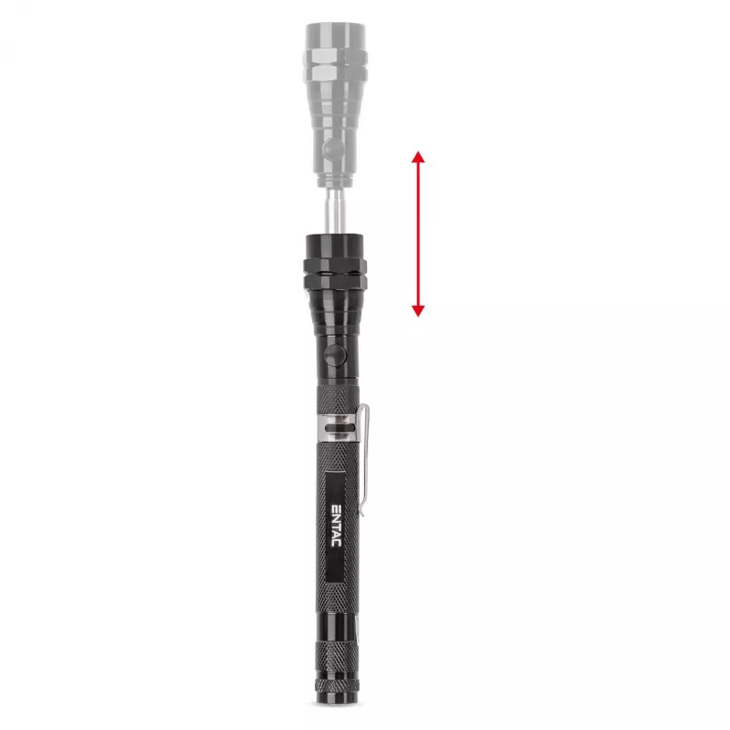 ENTAC EFL-1W-FLEX-ALU 1W LED žibintuvėlis su teleskopiniu kakleliu, aliuminis, juodas