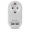 ENTAC sieninis kištukinis adapteris su 2x USB-A baltas