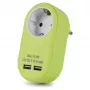 ENTAC EPAG-1EE-2USB-L kištukinis adapteris su 2x USB-A, žalios spalvos (Lime)