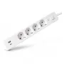 ENTAC Power Strip 4-Way with 1x USB-A & 1x USB-C, 1,5m White