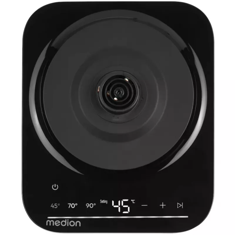 MEDION MD 12106 Elektrinis virdulys 1,5L 2200W Juodas Nerūdijantis plienas Šildymo palaikymo funkcija