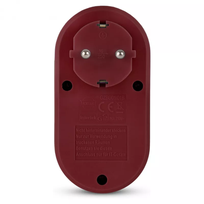 ENTAC sieninis kištukinis adapteris su 2x USB-A, bordo spalvos