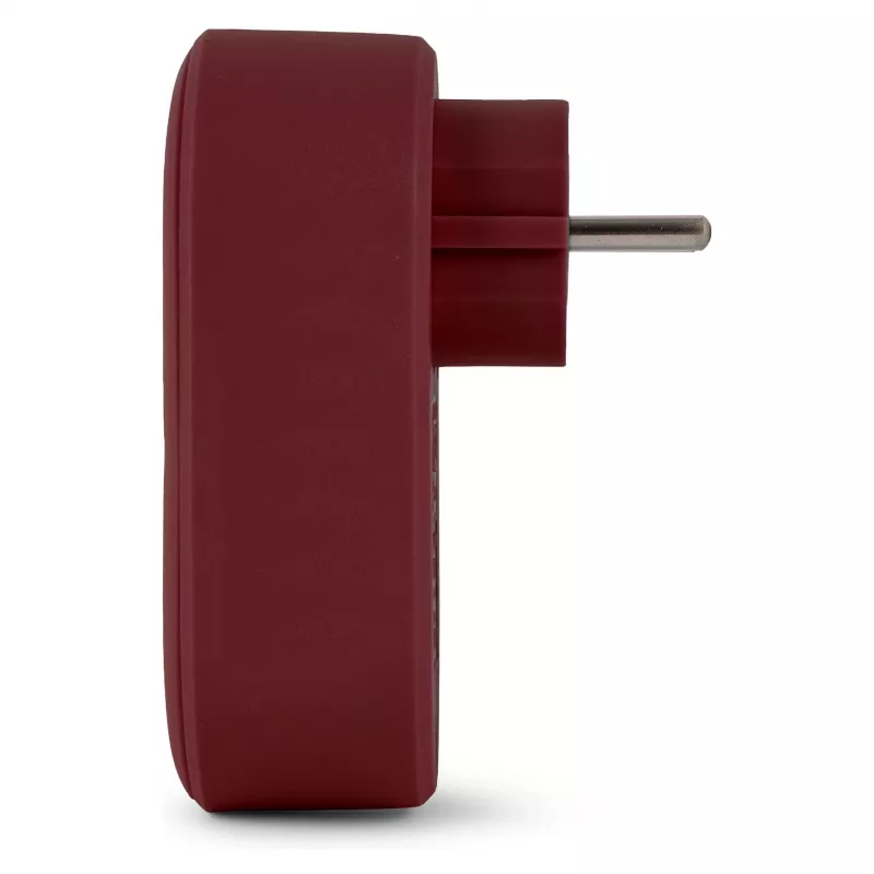 ENTAC sieninis kištukinis adapteris su 2x USB-A, bordo spalvos