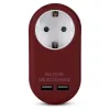 ENTAC sieninis kištukinis adapteris su 2x USB-A, bordo spalvos