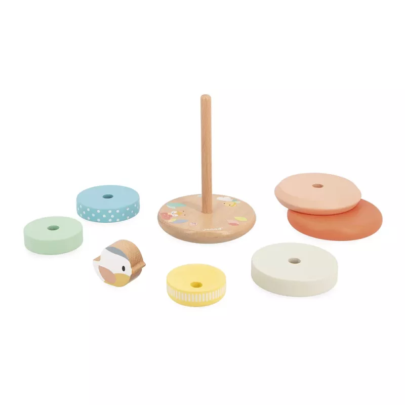 Janod Pure Wooden Stacking Pyramid Nesting Blocks 5 Pieces 12m+