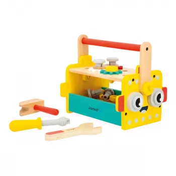 Janod Brico'kids Tool Box with Tools - Wooden Pretend Play Set