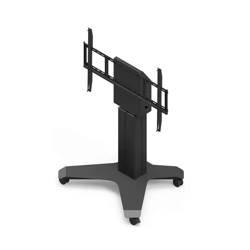 Kindermann DisplayLift² Mobile X-Fuss elektrinis motorizuotas televizoriaus stovas 42-98 colių ekranams, 150 kg keliamoji galia, juoda/sidabrinė