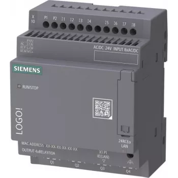 Siemens LOGO! 24 RCEo 6ED1052-2HB08-0BA3 Loginis modulis, 24V AC/DC, 8 DI/4 AI/4 DQ Relė, be ekrano, Ethernet