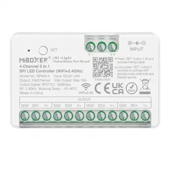 MIBOXER SPIW5-4 Pixel LED Controller SPI Series 5 in 1 SPI (2,4GHz+WiFi) 4 Channels