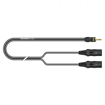 Sommer Cable SC-Onyx 2025 MKII stereo skaidymo kabelis, 2 x 1 x 0,25 mm², 3,5 mm stereo kištukas – 2x XLR 3 kontaktų kištukai, HICON, juodos spalvos, 5 m (ON9V-0500-SW)