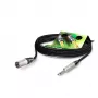Sommer Cable Stage 22 Highflex mikrofono kabelis, 2 x 0,22 mm², XLR 3 kontaktų kištukas – 6,3 mm mono kištukas, NEUTRIK, juodos spalvos, 1 m (SG75-0100-SW)