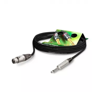 Sommer Cable Stage 22 Highflex mikrofono kabelis, 2 x 0,22 mm², XLR 3 kontaktų lizdas – 6,3 mm mono kištukas, NEUTRIK, juodos spalvos, 1 m (SG79-0100-SW)