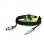 Sommer Cable Stage 22 Highflex mikrofono kabelis, 2 x 0,22 mm², XLR 3 kontaktų lizdas – 6,3 mm mono kištukas, NEUTRIK, juodos spalvos, 1 m (SG79-0100-SW)