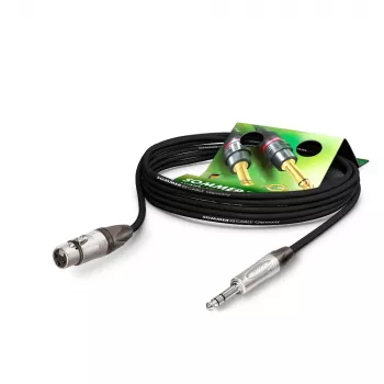 Sommer Cable Stage 22 Highflex mikrofono kabelis, 2 x 0,22 mm², XLR 3 kontaktų lizdas – 6,3 mm stereo kištukas, NEUTRIK, juodos spalvos, 1 m (SGN5-0100-SW)