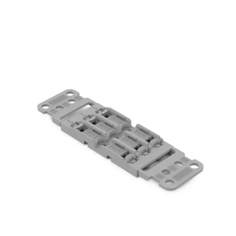 WAGO 221-2503 Tvirtinimo adapteris su įtempimo mažinimu, 3 laidų, šviesiai pilkas