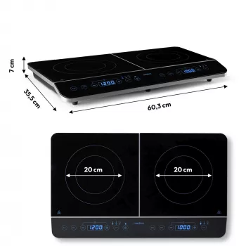 MEDION LIFE Double Induction Cooktop MD 15324 (Juoda, 3500 W, 2x Ø 20 cm)