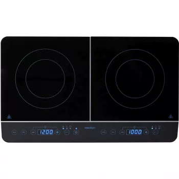 MEDION LIFE Double Induction Cooktop MD 15324 (Juoda, 3500 W, 2x Ø 20 cm)