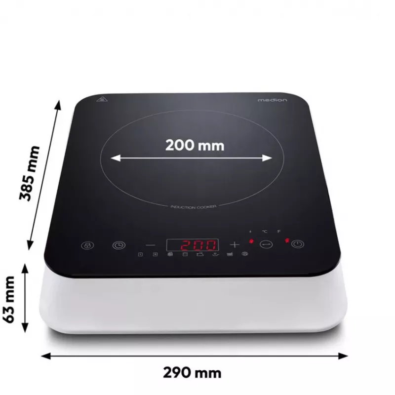 MEDION LIFE Induction Hob MD 18490 (Black/White, 2000 Watt)