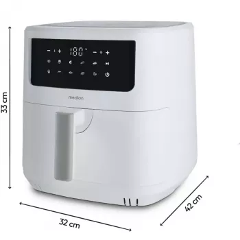 MEDION Air Fryer Life MD 11750 P10 XL (Matte White, 2150 W, 6.8 L Basket)
