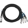 BlueOptics QNAP CAB-DAC3M-Q28B4 BlueLAN Passive 100GBASE-CR4 QSFP28 to 4x25GBASE-CR SFP28 Direct Attach Breakout Cable, 3m