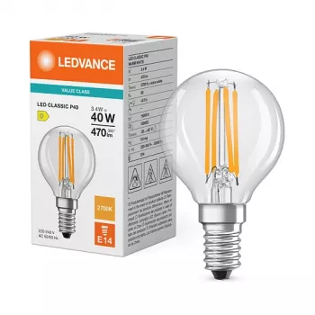 Osram LED Classic P 40 Filament 3.4W 827 Clear E14 LED lempa, mini gaublys