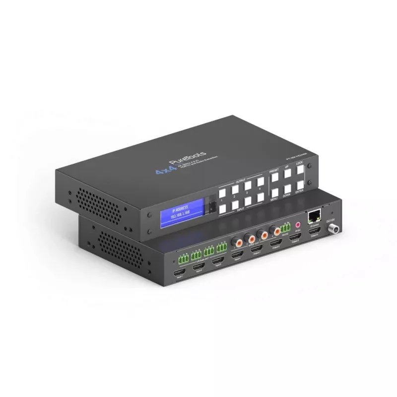 PureLink PureTools HDMI 2.0 Matrica 4x4 4K 60Hz 4:4:4 HDR10 ir Garsas - KVM Jungiklis - RS-232