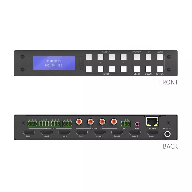 PureLink PureTools HDMI 2.0 Matrica 4x4 4K 60Hz 4:4:4 HDR10 ir Garsas - KVM Jungiklis - RS-232