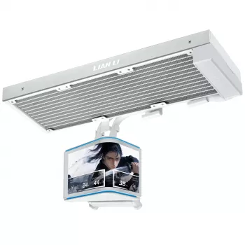 Lian Li HydroShift II OLED Curved 360 Fanless AIO Liquid CPU Cooler, 360 mm Radiator, OLED Display - White