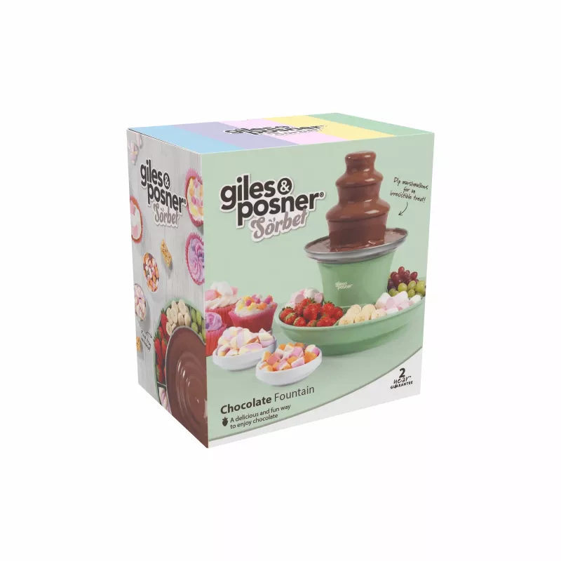 Giles & Posner EK6662GSGRVDE 3 lygių elektrinis šokolado fontanas, 900 g talpa, 90 W, juodas/sidabrinis