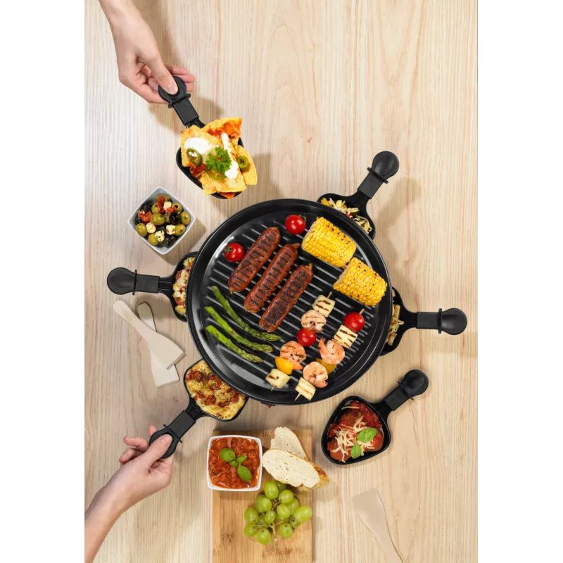 Giles & Posner EK4511GV2VDE Stalo raclette grilis 1200 W 8 asmenims Juodas/Sidabrinis