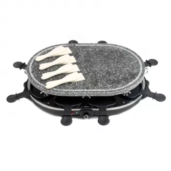 Giles & Posner EK1872GV2VDE Stalo akmeninis raclette grilis - 1200W, tinka 8 asmenims, juoda/pilka