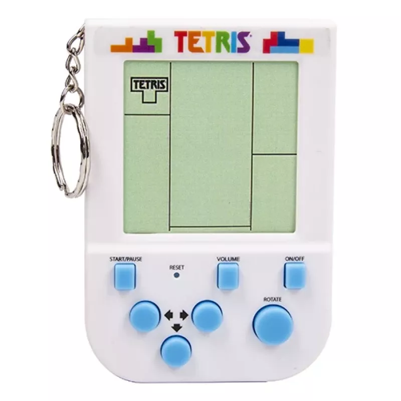 FIZZ CREATIONS Mini Retro Console Keychain su 23 žaidimais – Tetris Arcade Dovanų Raktų Pakabukas