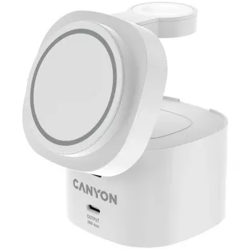 Canyon 4 in 1 Wireless Charging Stand, 30W max, Size: 70x70x70.3mm, weight: 414g, su 1M laidu, baltas