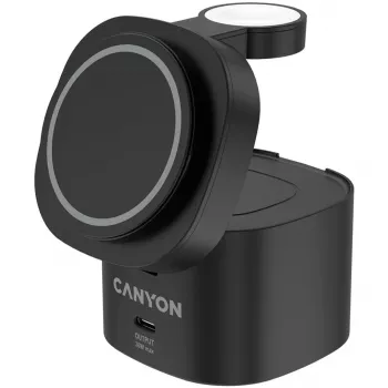 Canyon 4 in 1 Wireless Charging Stand, 30W max, Size: 70x70x70.3mm, weight: 414g, su 1M laidu, juoda