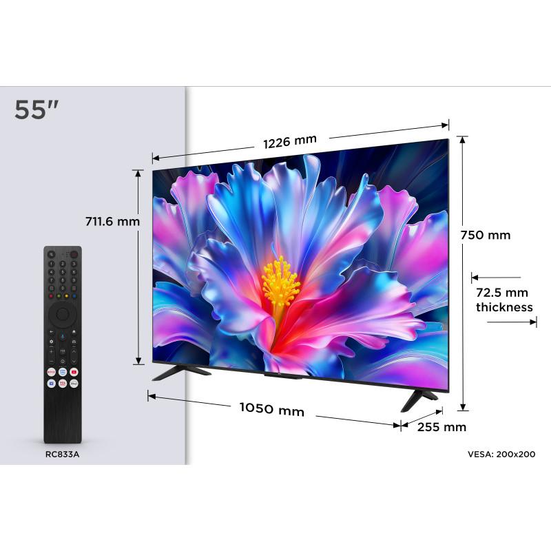TCL 55P6L 55 colių 4K UHD LED išmanusis televizorius su Android TV, HDR10, HLG, Dolby Audio, Wi-Fi, Bluetooth