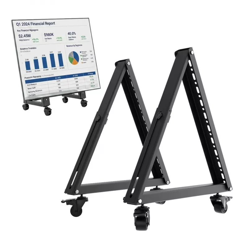 Maclean MC-183 Mobile TV Floor Stand/Trolley, 37-80 inch, VESA 800x400, 75kg, Lockable Wheels, Black